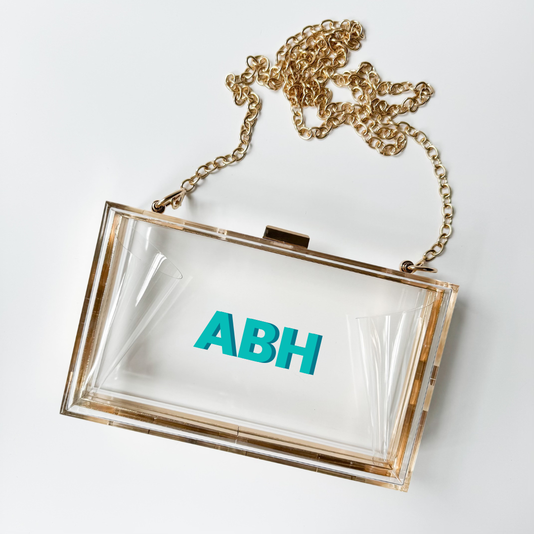 Acrylic Luxury Gold Clear Stadium Bag with Custom Shadow Monogram