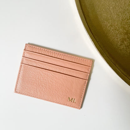 Custom Monogram Leather Wallet Cardholder Gold Stamping