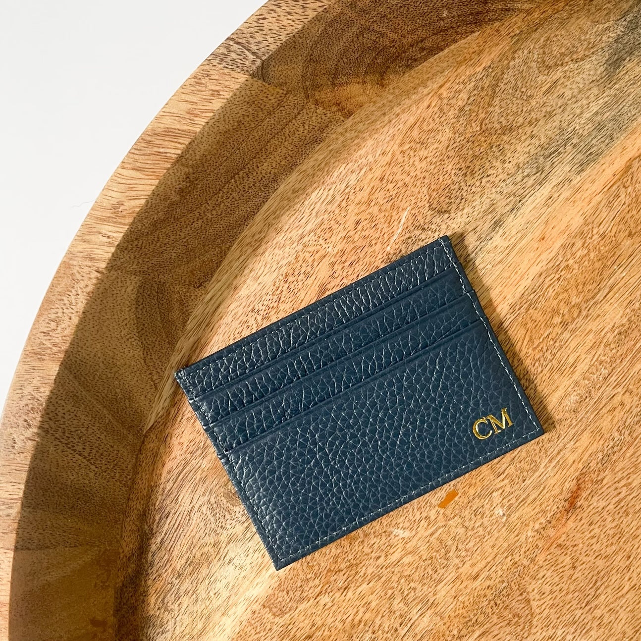 Custom Monogram Leather Wallet Cardholder Gold Stamping