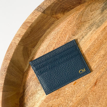 Custom Monogram Leather Wallet Cardholder Gold Stamping