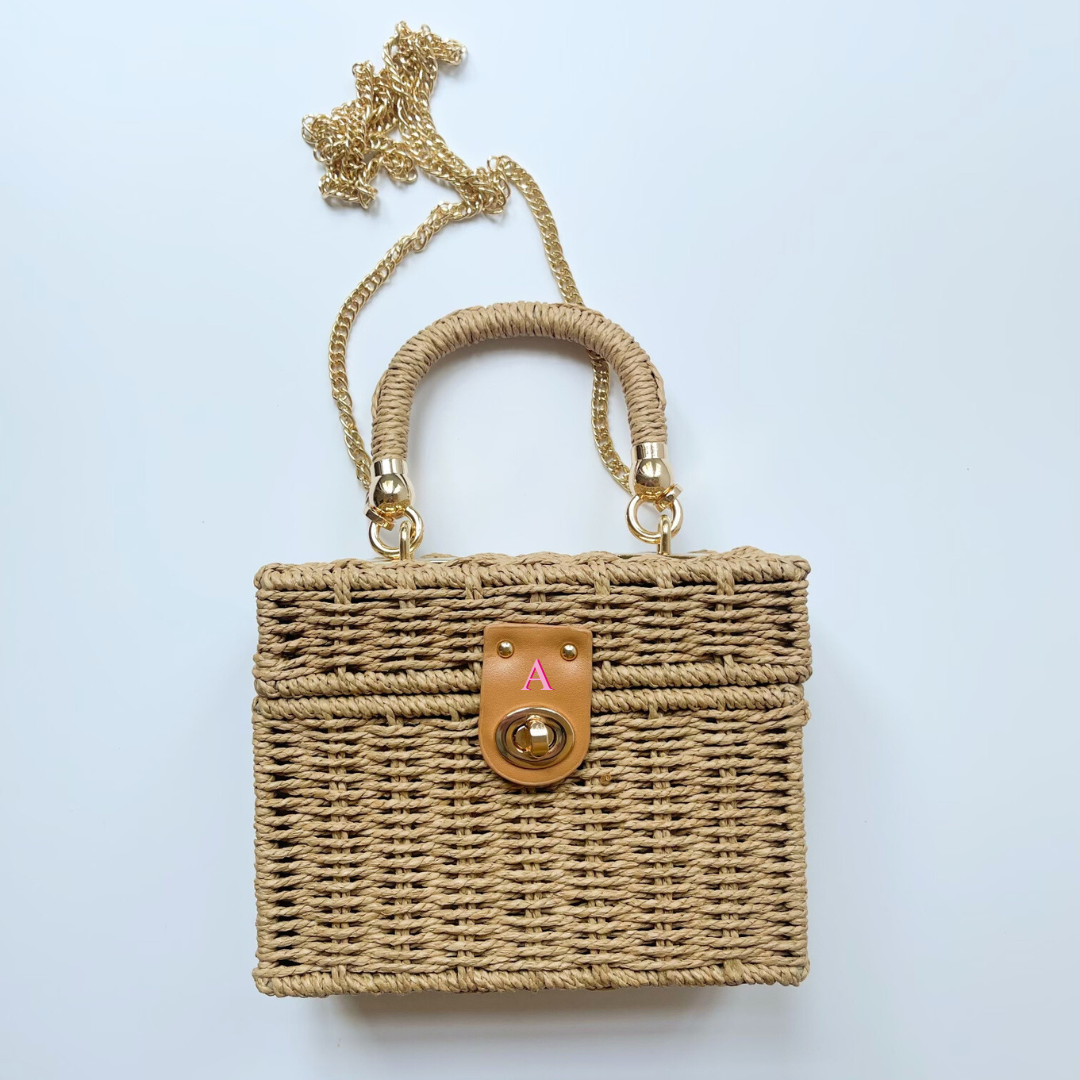 Rattan Straw Summer Tote Bag Crossbody Personalized